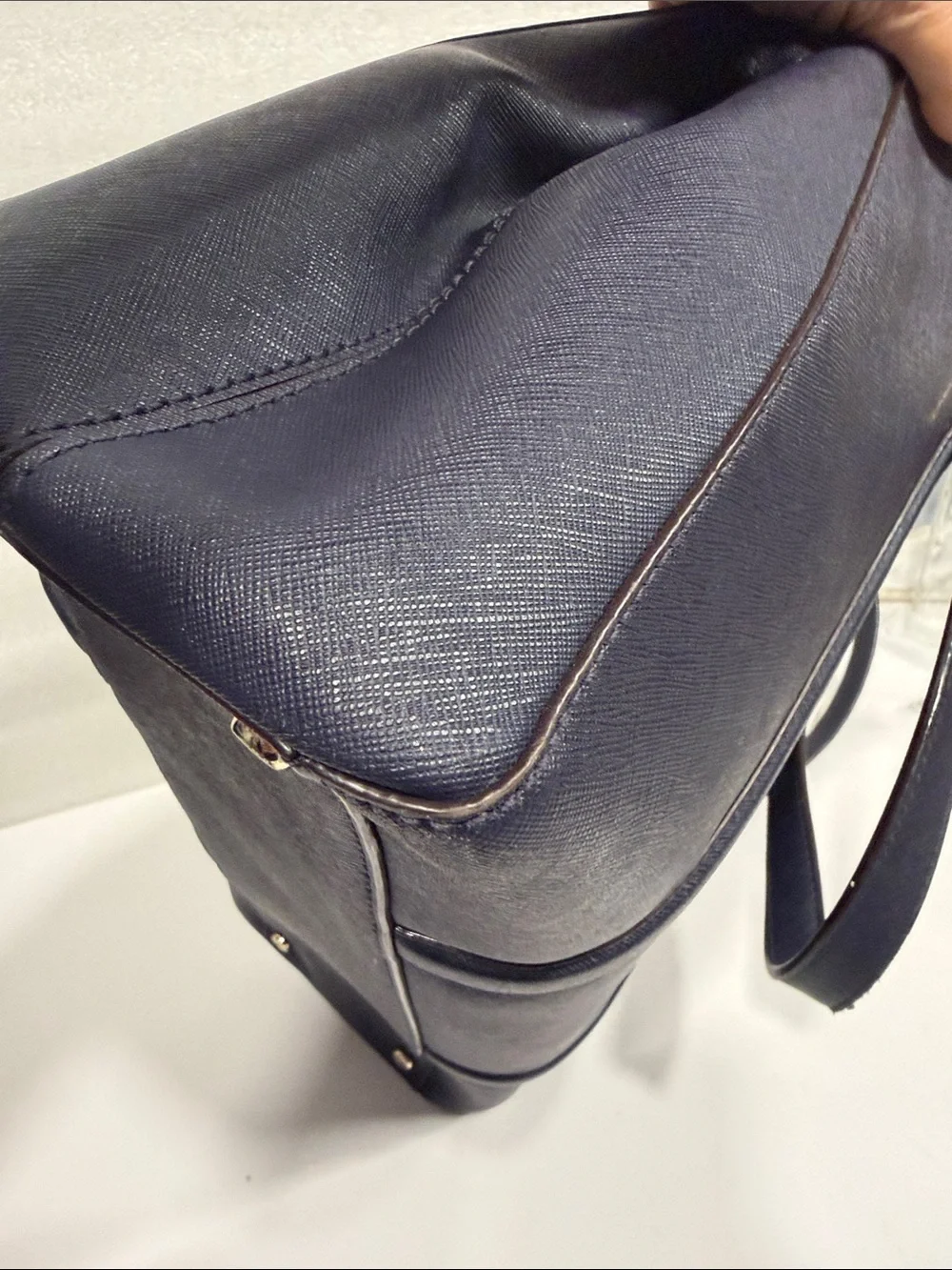 kate spade Navy Structured Satchel with Top Handles and Detachable Strap